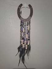 Rustic Bead Feather Horseshoe Wall Hang