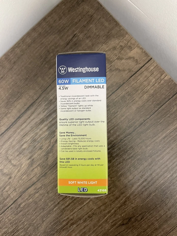 Pack of (6) Westinghouse 4.5 Watt White B11 Clear Candelabra - 4316820 - Image 3 of 4