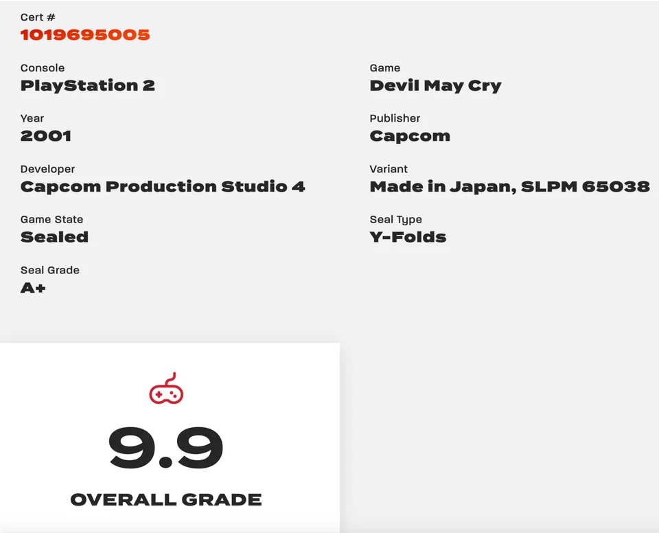 2001 PS2 Devil May Cry JPN Graded CGC 9.9 A+ Sealed Black Label First Print NEW - Image 2 of 4