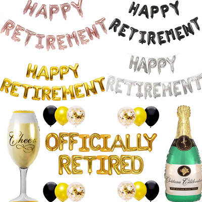 Happy Retirement Party Balloons Foil Banners self Inflating Retirement Balloons