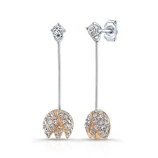 Dafina Rose Earrings in 14K Two Tone Gold with Diamonds