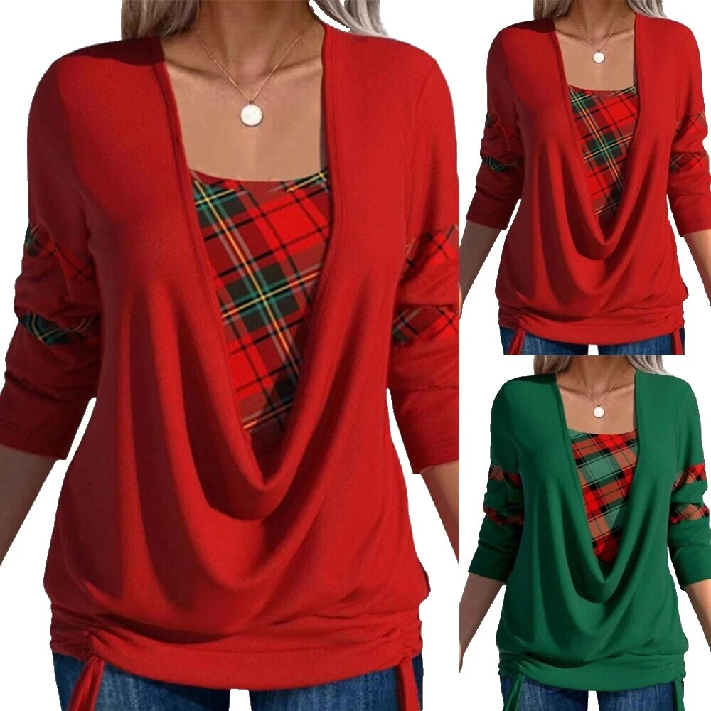 Camiseta top de cuadros de Poliéster para Mujer