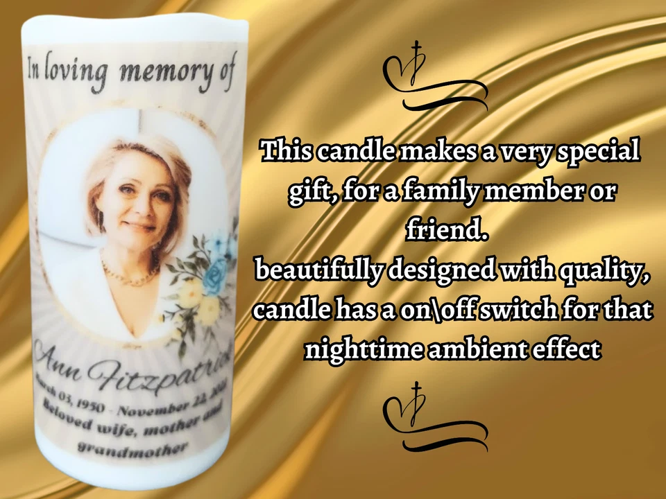 Celebration of Life Candle Memorial LED Candle Customized Sympathy Candle - Image 3 of 4