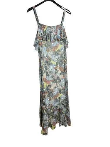 Lane Bryant Womens Multicolor Maxi Dress Size 18 Paisley Spaghetti Strap Pleated