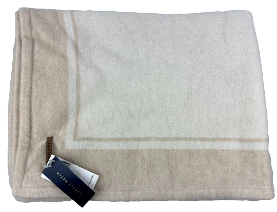 RALPH LAUREN Doverton Throw Blanket Beige Tan Wool Cashmere Parchment 54 x 72 - Image 3 of 4