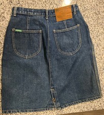 Vtg 80s JORDACHE Denim Jean Skirt High Waist Made In USA Sz 13/14 Green Label