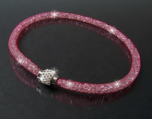 Collier Kette Armband Strass Netzschlauch Magnetverschluß Edelstahl Damen VS16 - Bild 50 von 96