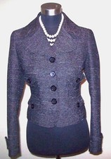 Nine West Suit jacket Sz 2 Black White Boucle Military Styled Dress Casual S XS