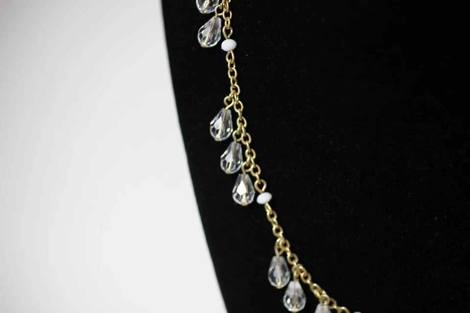 Banana Republic Czech Glass Crystal Charm Drop Statement Necklace Gold-tone - Image 3 of 4