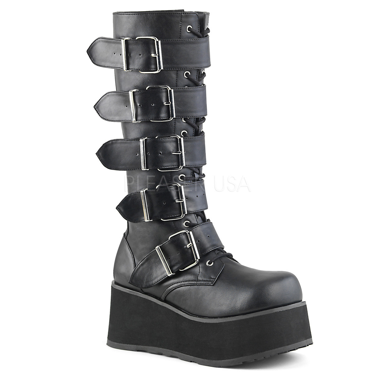 black platform military boots