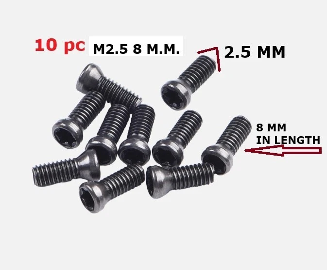 PRB M 2.5x 8mm TORX Screws Replaces Carbide Insert CNC Lathe Tool 12.9Alloy 10-PC