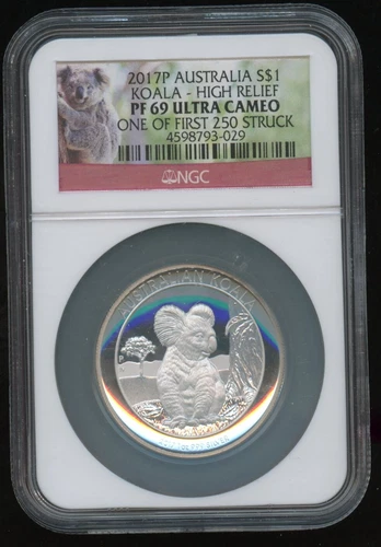 2017P Australia 1 Dollar Silver Koala One Of First 250 Struck MS69 NGC ULT Cameo
