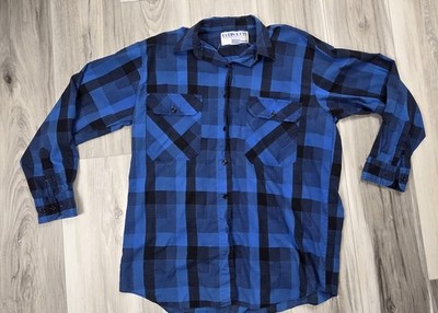 Vintage Womens Robin Ross Blue And Black Plaid Button Up Size Large