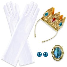 Princess Costume Set Including Crown Gloves Brooch Clip on Earrings Princess ...