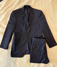 Vintage Men  s Jos. A Bank Suit Tailored Fit 42L 36W Gray Pinstripe Made In MX