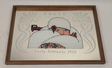 Vintage Vogue Magazine Wall Mirror Woman Fashion Art Nouveau Retro Style 1970s