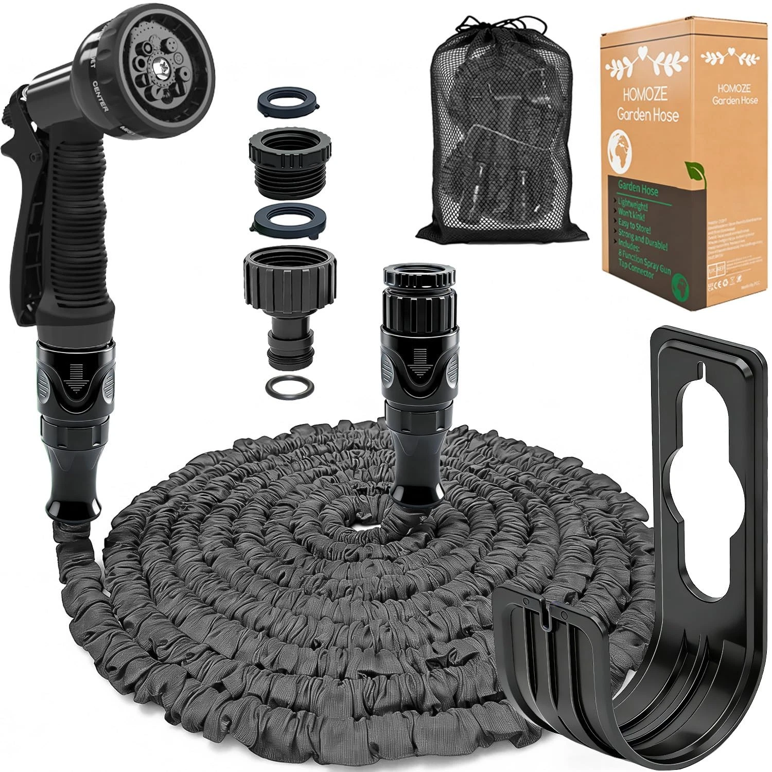 HOMOZE Expandable Garden Hose 50ft Hose Pipe Expandable with 3/4 1/2 Fittings