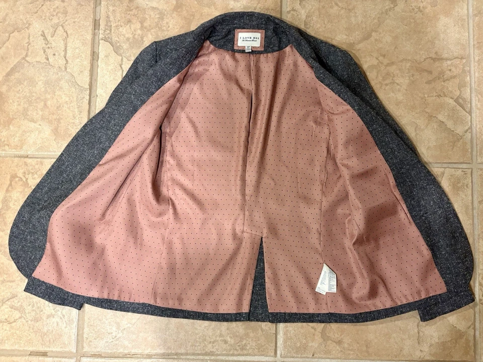 Chaqueta Blazer Forever 21 Heritage 1981 Marled Boyfriend Gris Rosa Lunares Foto 3 de 4