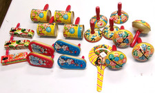 Vintage lot 20 Clown, Circus Tin Noisemakers, Working Excellent Condition