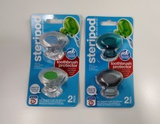 2 Pack Steripod Clip-On Toothbrush Protector Clear 4 Colors - 2 Each- Exp 11/23