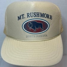 Vintage Mount Rushmore South Dakota Bison Buffalo Mesh Trucker Snapback Hat Cap