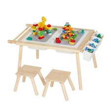 5-in-1 Kids Sensory Table and Chair Set   Wooden Sand and Water Play, Buildin...