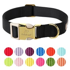 Nylon Dog Collar - Adjustable Black Soft Webbing Dog Collars for Small Medium...