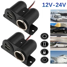 Dual USB Car Cigarette Lighter Socket Splitter Power Adapter Charger Outlet 2pcs