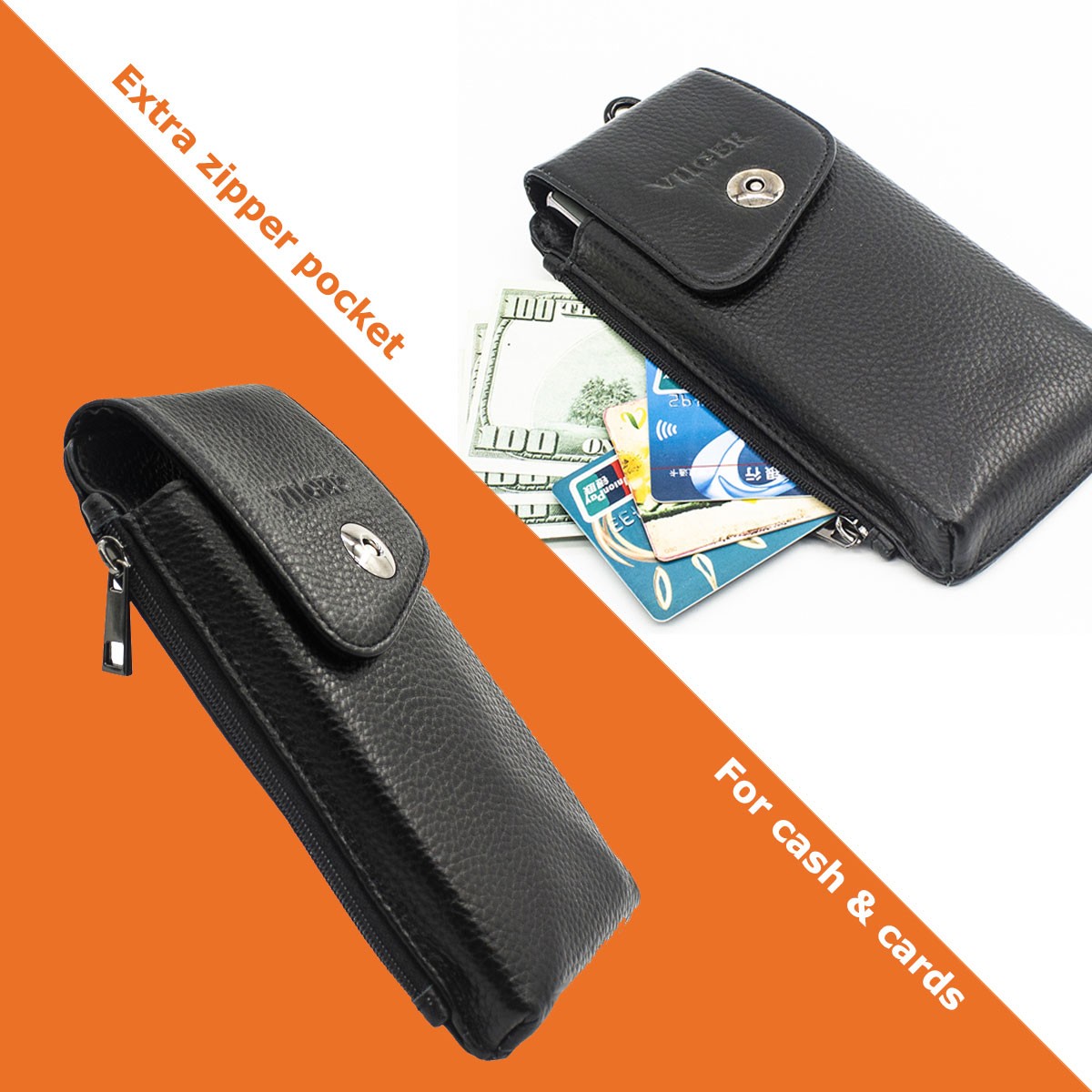 Leather Cell Phone Belt Holster for iPhone 17 Pro Max Universal Smartphone Pouch — image 5