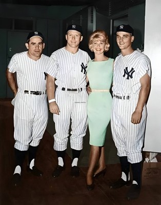 Mickey Mantle-Maris Yogi Berra & Doris Day 8x10 Colorized Print-FREE SHIPPING