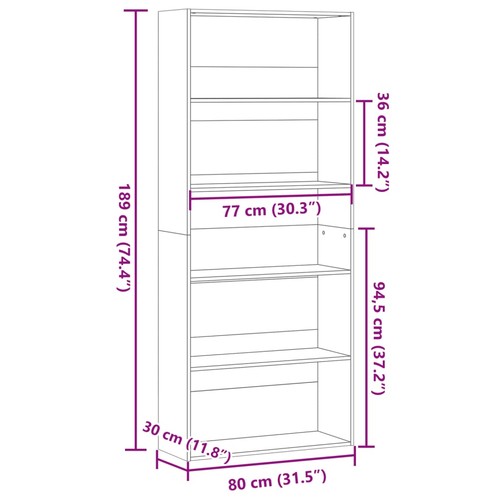 Großes Bücherregal mit 5 offenen Fächern | Aktenregal | Highboard | 80 x 189 cm - Bild 28 von 99