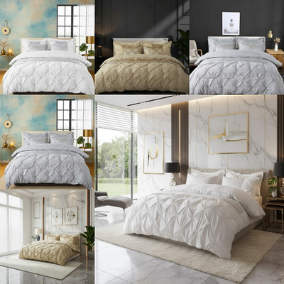 Royal Floral Jacquard Bettwäsche Set Glitzer Sparkle Quilt Cover Luxus Bettset Neu