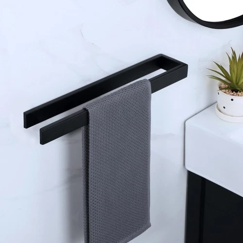 SAYAYO Self Adhesive Towel Rail Wall Mounted Black Hand Towel Holder SUS304 Stai