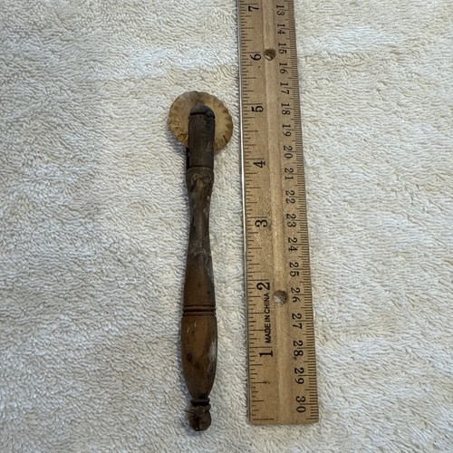 Antique Pastry Pie Bone Crimper Wooden Turned Handle  5.25”