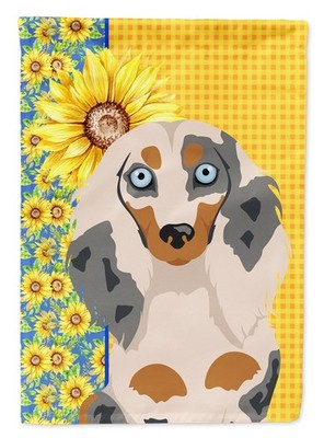 Caroline's Treasures Summer Sunflower Longhair Cream Dapple Dachshund House Flag