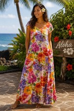 Maxi Vestido Jams World Sorbete Floral Tropical Aloha Talla XL