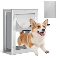 Aluminum Telescoping Dog Door Lockable Pet Magnetic Flap Wall Screen Gate 16 12