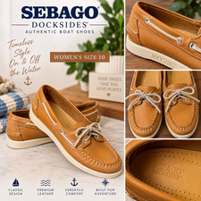 Sebago Docksides Women’s US 10 Brown Leather Boat Shoes Lace-Up Comfort