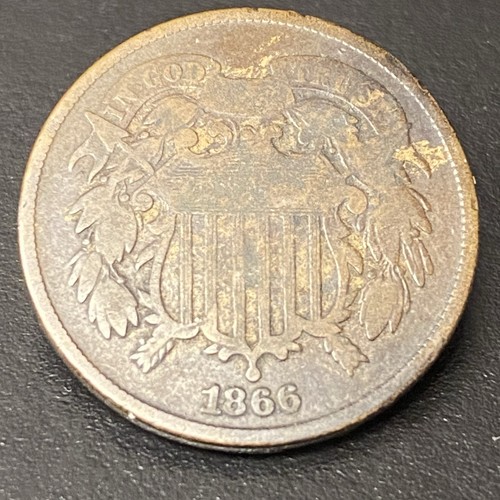 1866 Two Cent Piece United States Of America 2c Coin (As Pictured) *207 - Picture 2 of 2