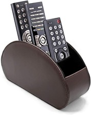 Remote Control Holder Organizer Table Desk Leather Storage TV with 5 Spacious