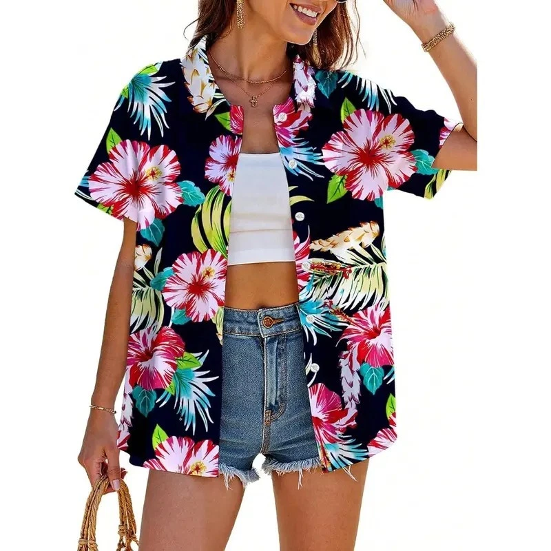 Matching Family Hawaiian Shirt Men Boys Floral Hibiscus Summer Beach Aloha Top