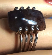 Ladies Vintage 925 Sterling Silve Brown Agate Ring Size 8