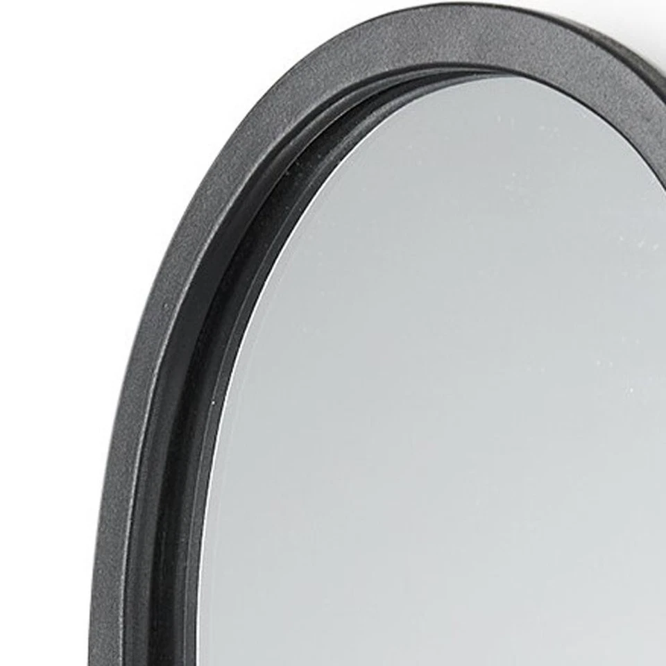 Jarrón de pared ovalado de vidrio negro y transparente de 19" con botella de metal y vidrio espejado Foto 3 de 4