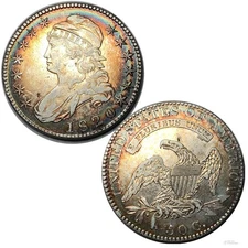 1820 Capped Bust Half Square Base 2-knob  Album Toned Beauty