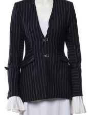 Pinstripe Woman s High Fashion VTG Style Blazer Navy Blue Women's