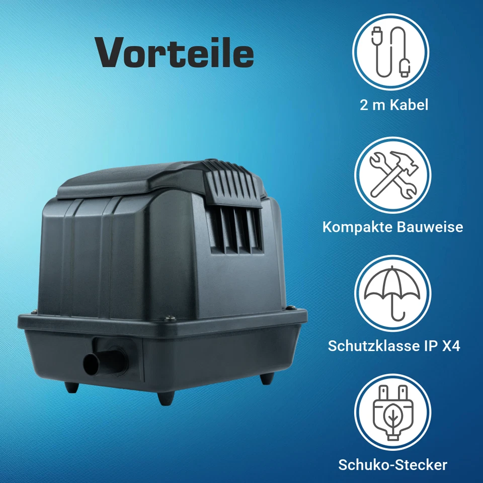 Teichbelüfter 3600L/H, Sauerstoffpumpe, Membranpumpe, Teichbelüftung, Luftpumpe  - Bild 3 von 4