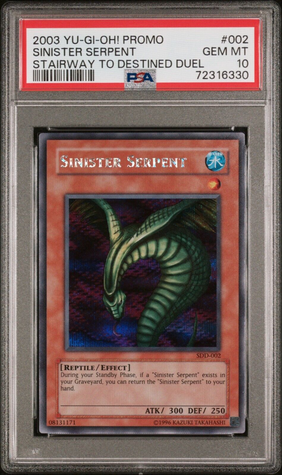 Yugioh! PSA 10 2003 Sinister Serpent SDD-002 Secret Rare Prismatic