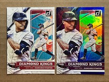 Giancarlo Stanton 2022 Donruss Diamond Kings Base & Holo Purple Baseball Cards.