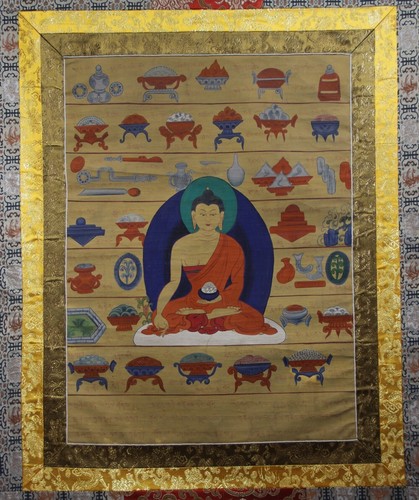 Real Nice Tibet Vintage Old Buddhist Hand-painted Thangka Tangka Medicine Buddha - Picture 3 of 15