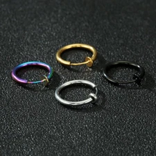 1PC Men Women Stainless Steel Clip On Non-Piercing Fake Spring Hoop Earrings✦
